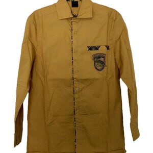 Universal Studios Harry Potter HUFFLEPUFF Men Yellow Button Down Shirt 3XL